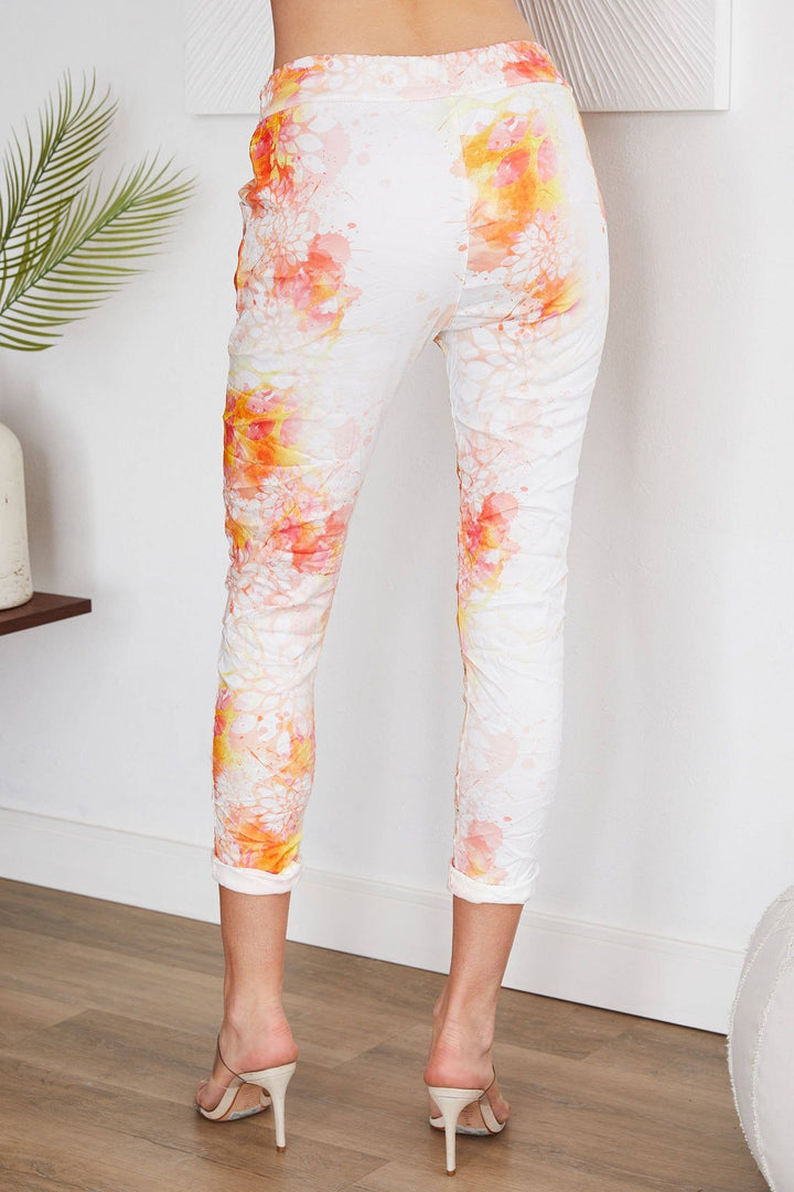ORANGE FOIL JOGGERS: LARGE