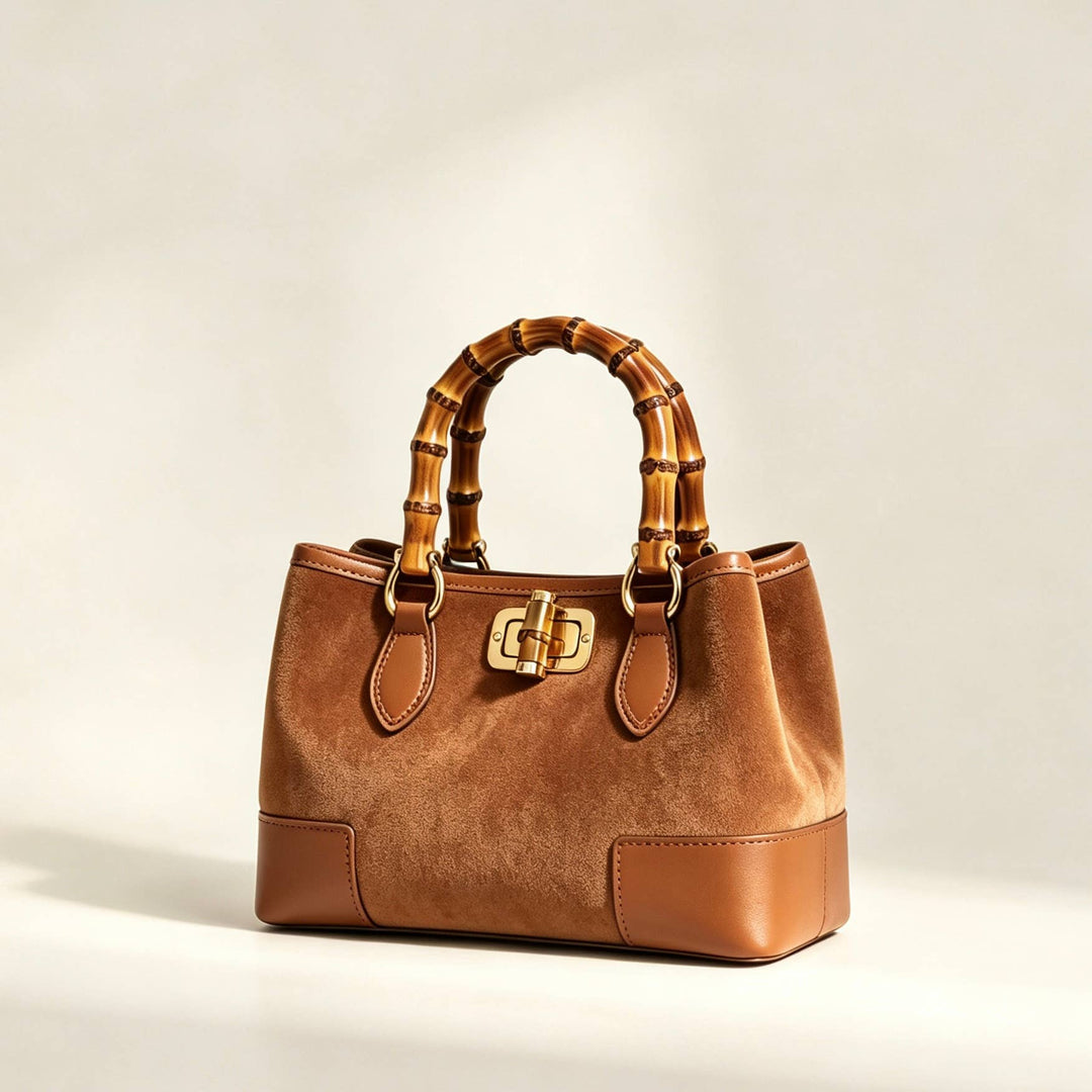 Suede Bag leather bamboo : Borgogna
