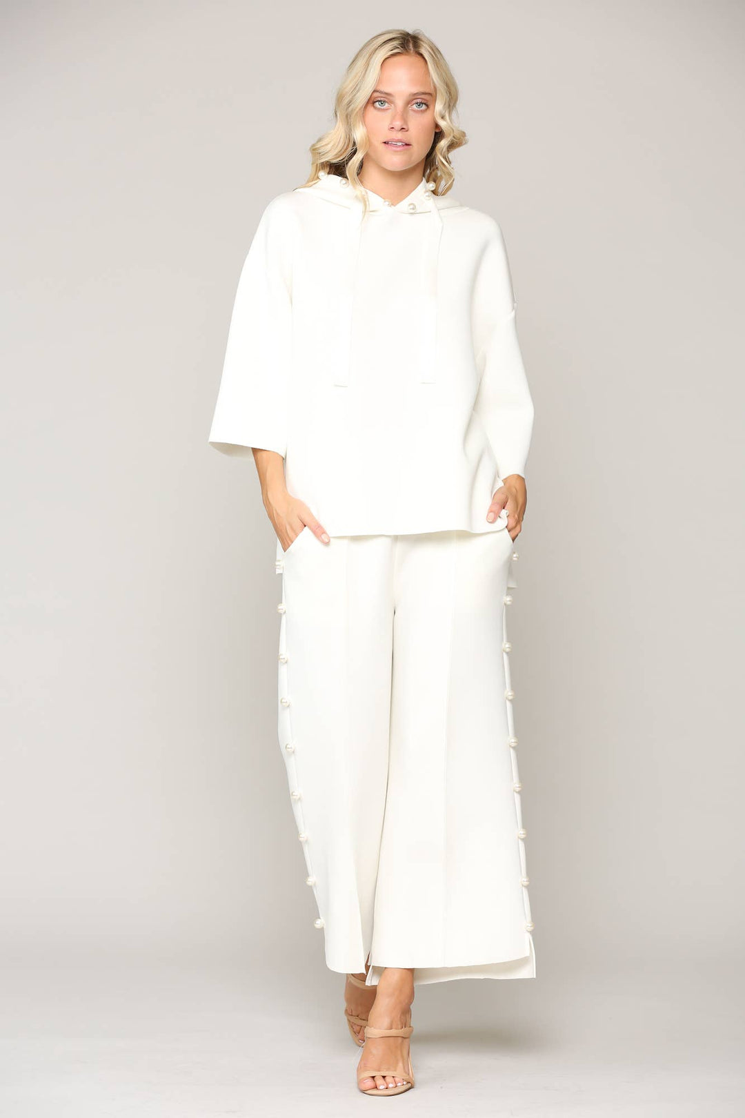 Farrah French Scuba Pant: White / M