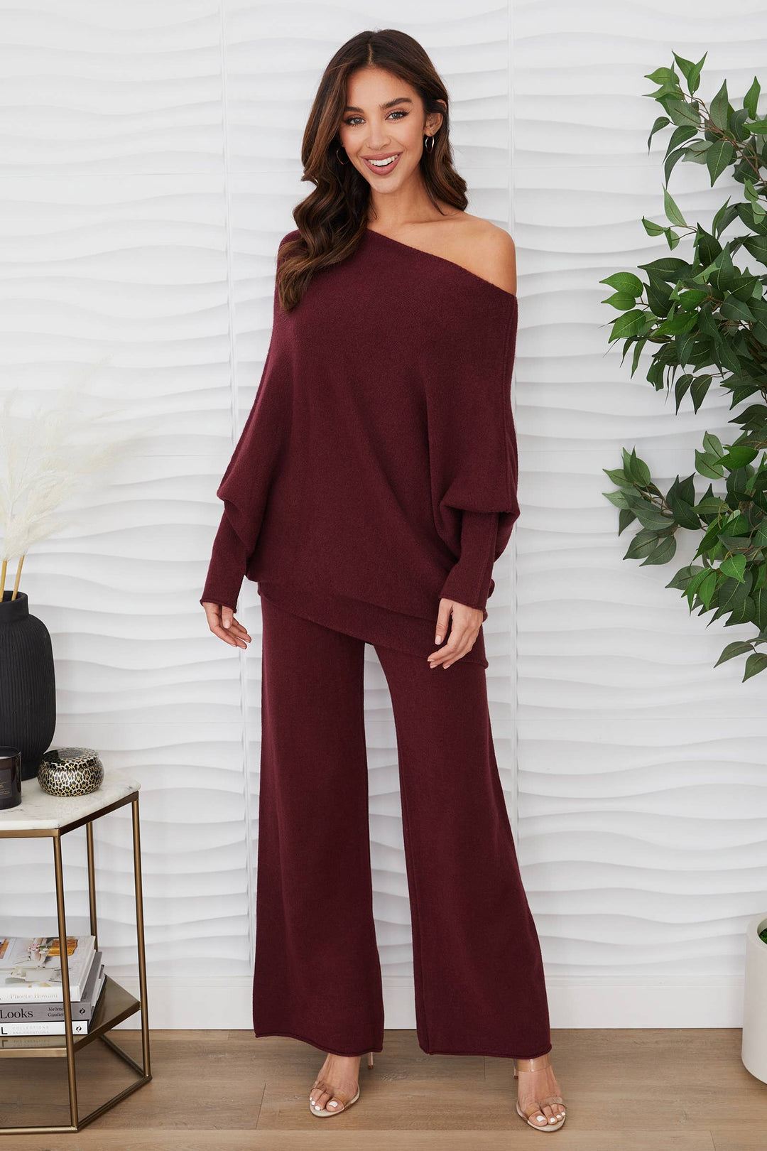ASYMMETRICAL SWEATER WINE) M/L