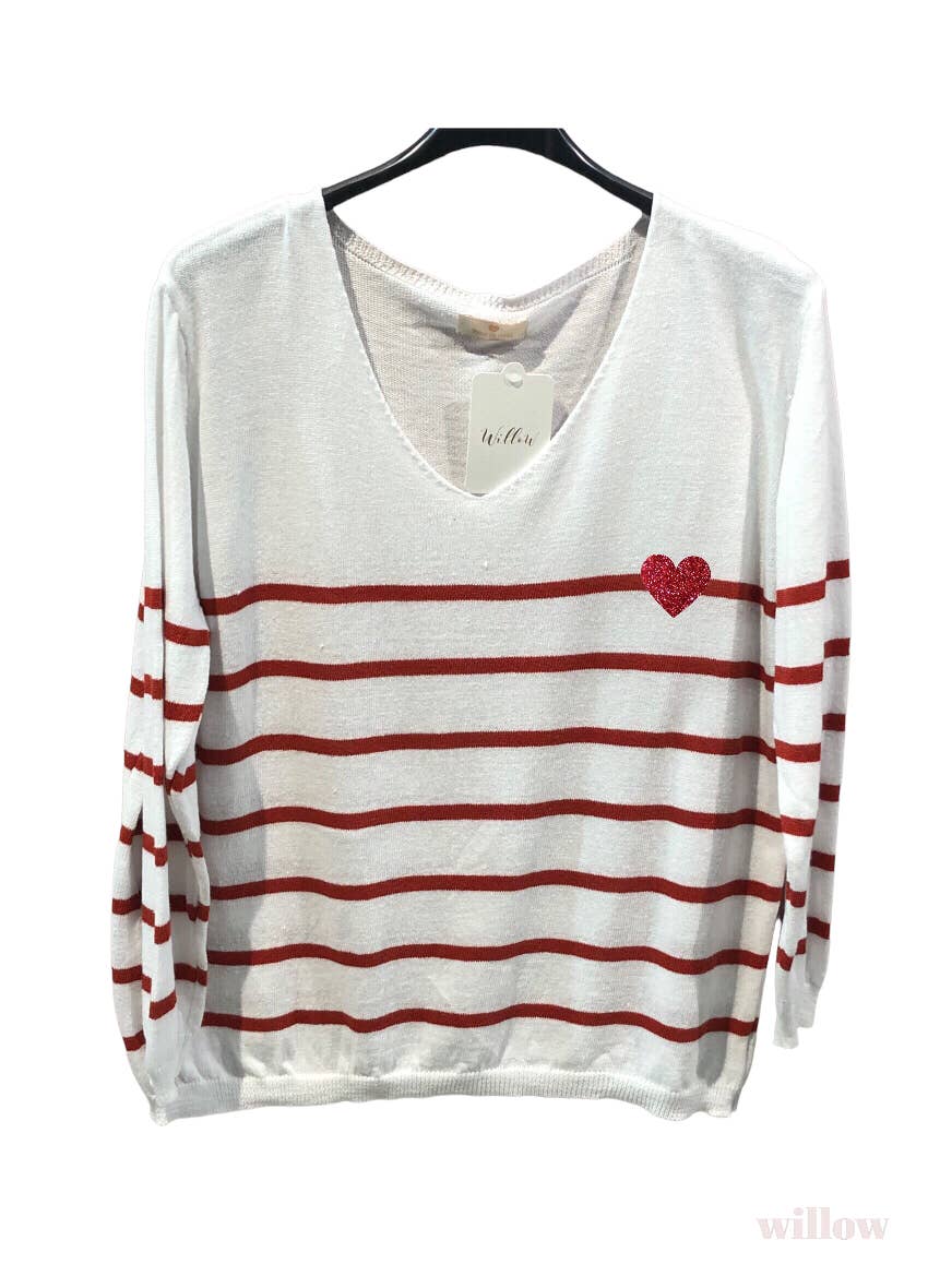 Sailor heart sweater: Red