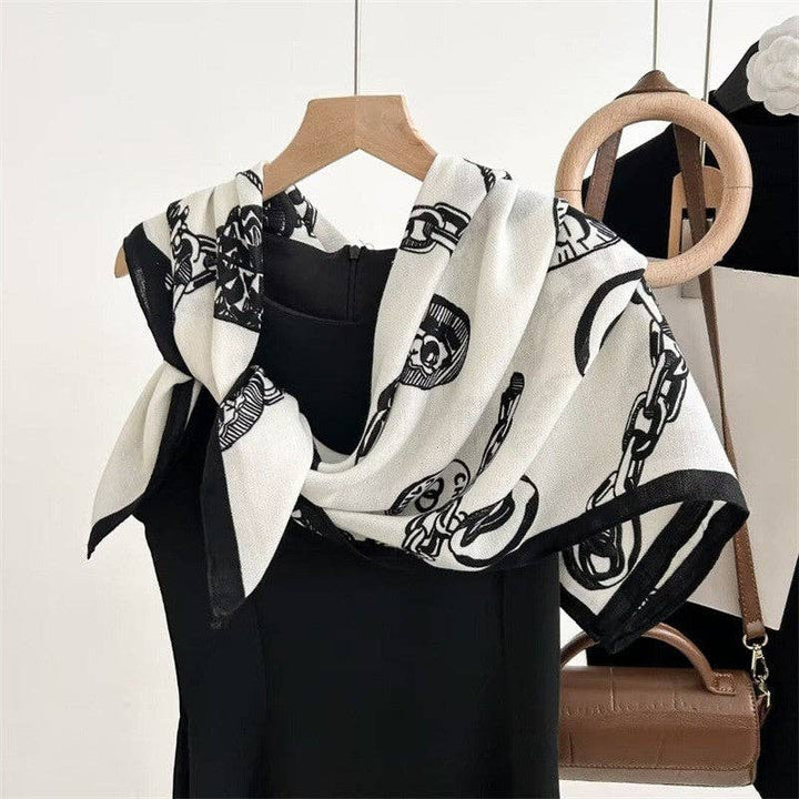 Floral Print Silk Scarf - Stylish And Versatile: Brown