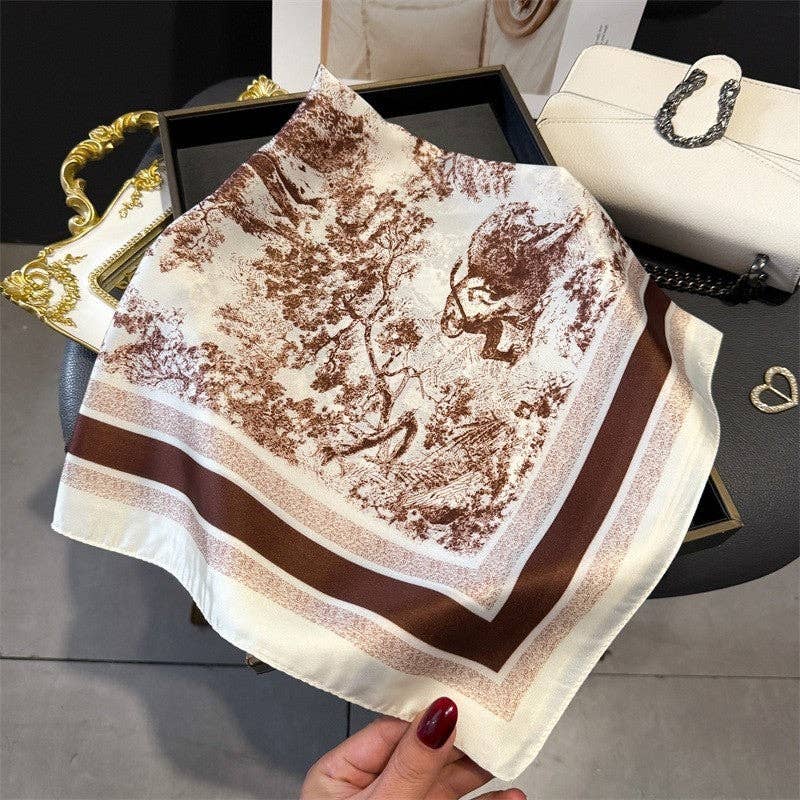 Sheer Trend - Fashion Print Square Scarf: Yellow