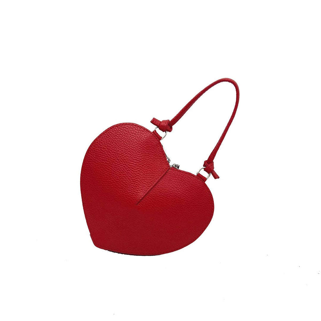 Heart Leather bag, Made in Italy,112587: Orange
