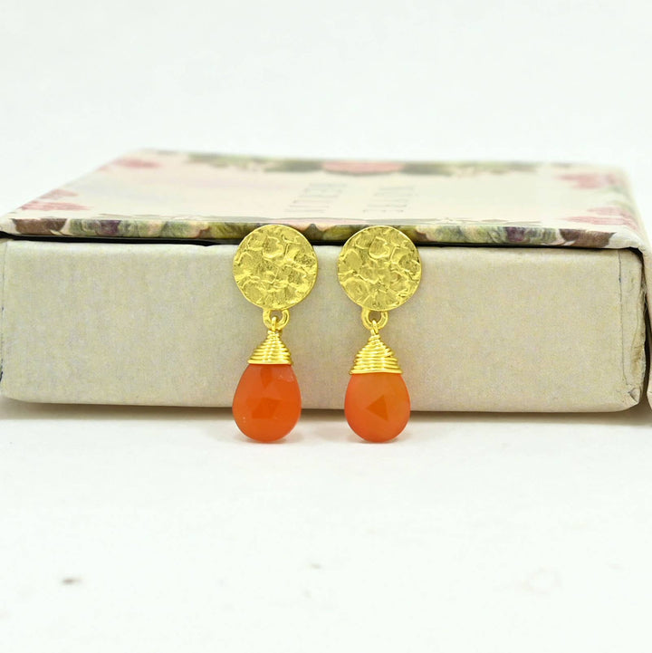Abigail Earring Gold Plated - Carnelian