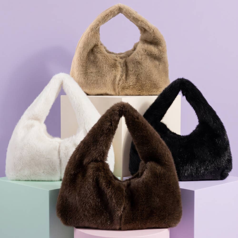 Plush Fur Mini Hobo Bag