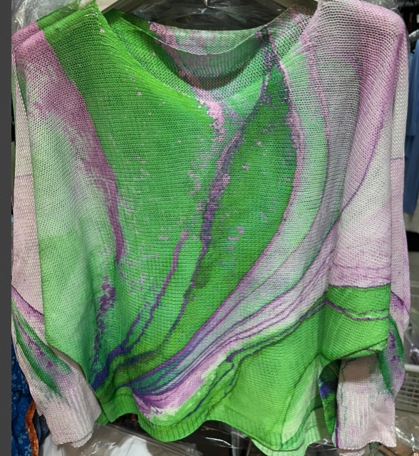 C1006 Tie-dye Printed Sweater  : Aqua