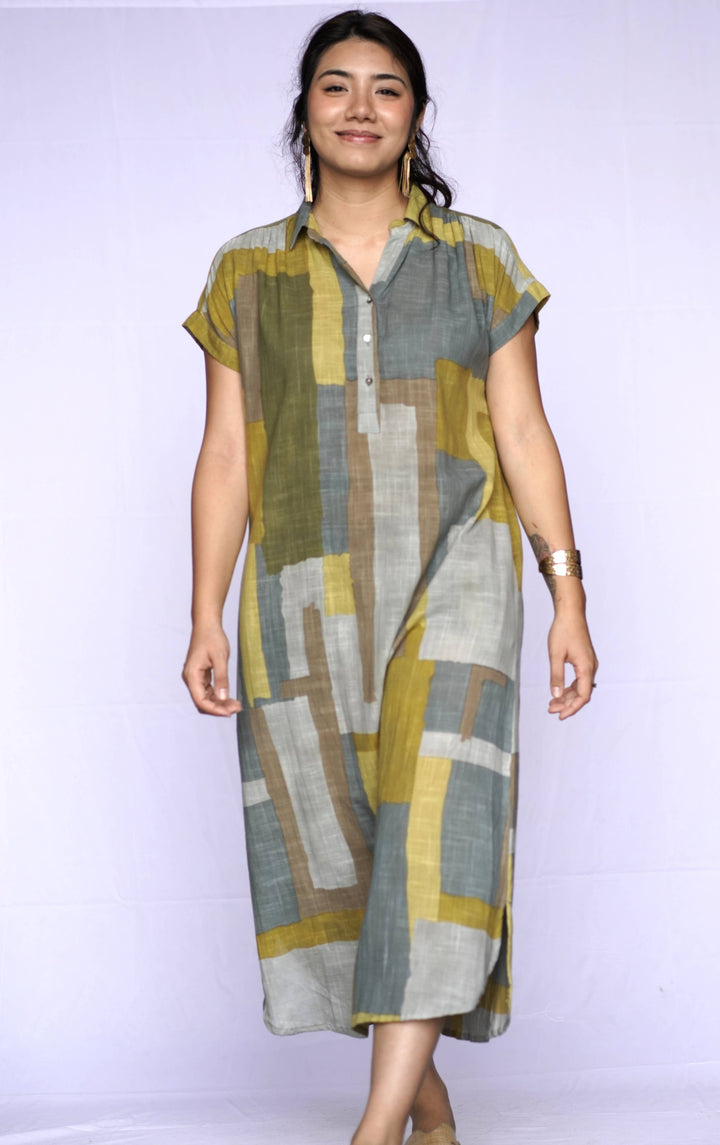 Aya Geo Dress: Periwinkle / L