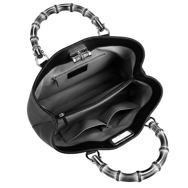 Bamboo Bag in Leather – Made in Italy Nero