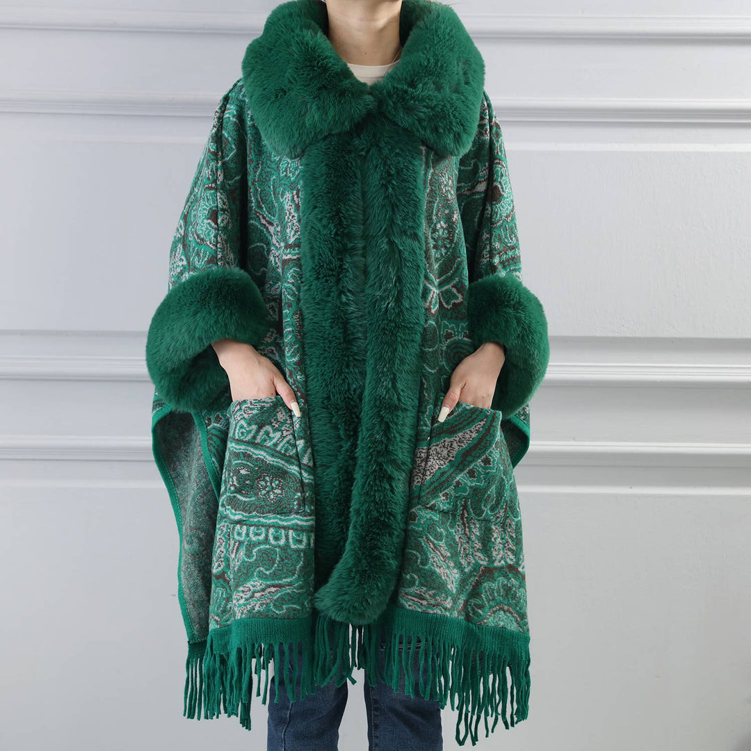 PEACH ACCESSORIES - PE361 Paisley print cape: Beige