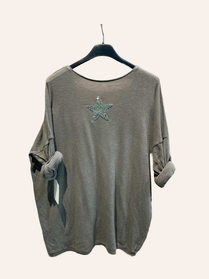 Cotton top with a rhinestone star: ROSE