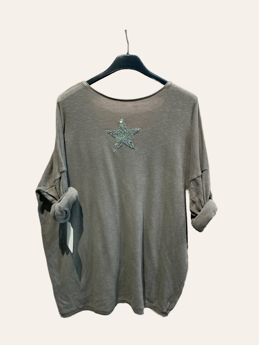 Cotton top with a rhinestone star : ORANGE