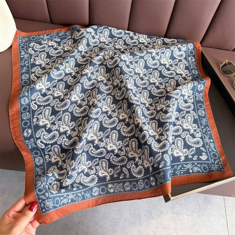Sheer Trend - Fashion Print Square Scarf: COFFEE