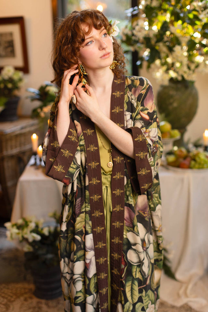 Fleur De Lune Opera  Kimono / Florals & Bees