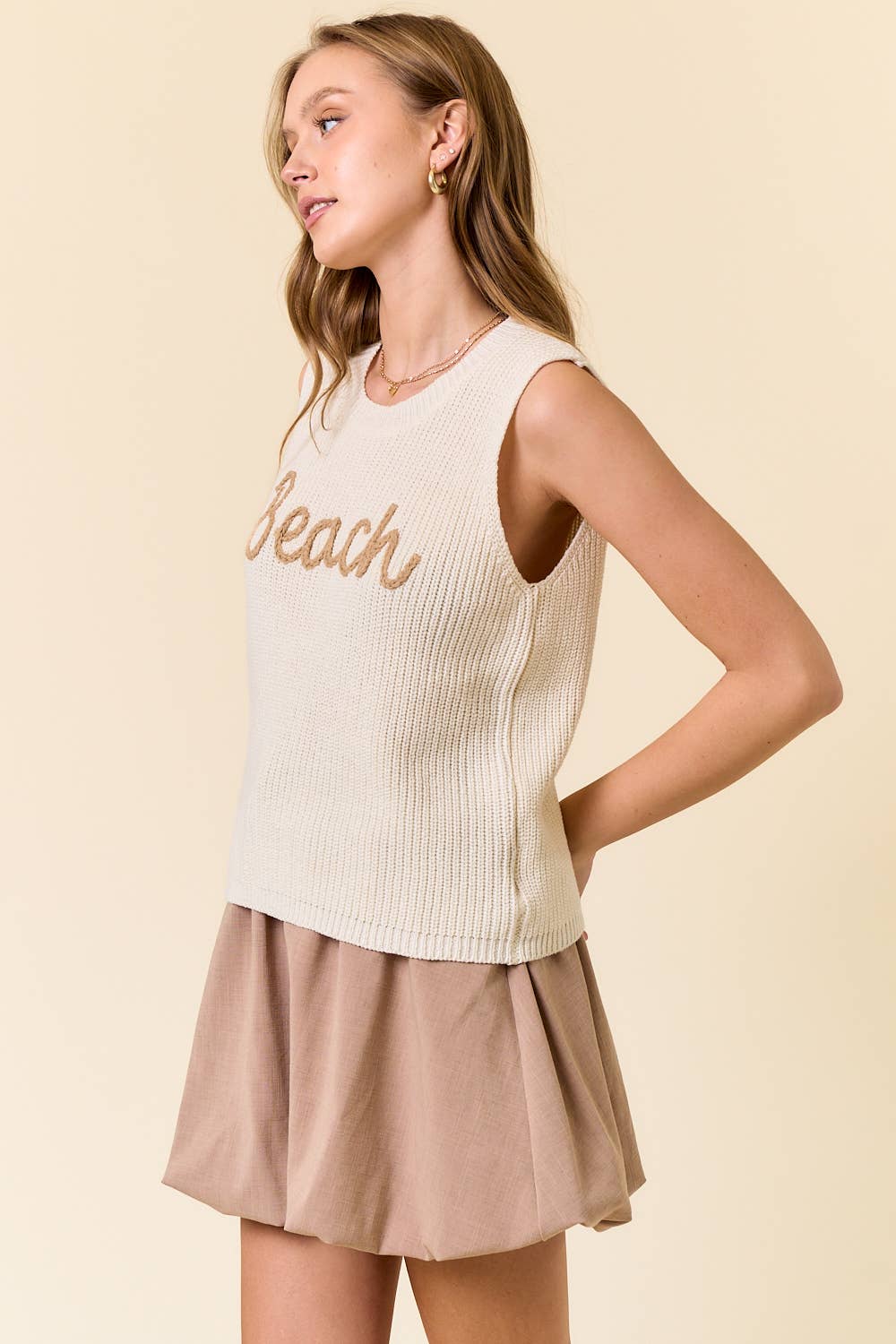 BEACH SWEATER TANK TOP  LT.BLUE / S