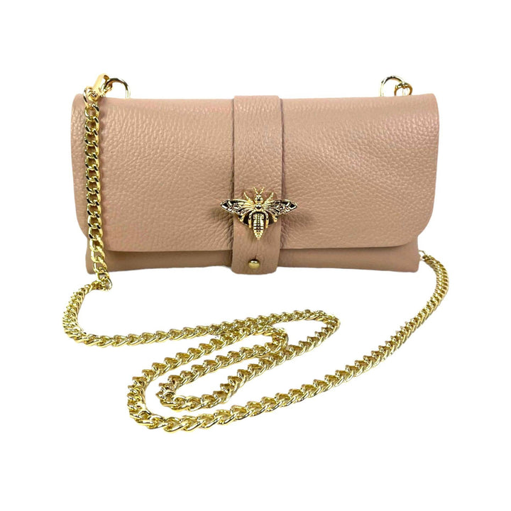 Grain Leather Bag with Dragonfly Clasp: Bordeaux