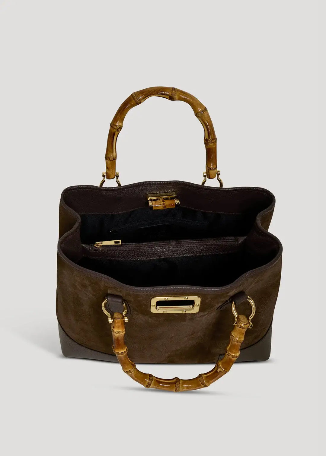 Handbag Italian Suede Leather: Nero