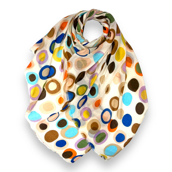 Retro style dots scarf : White