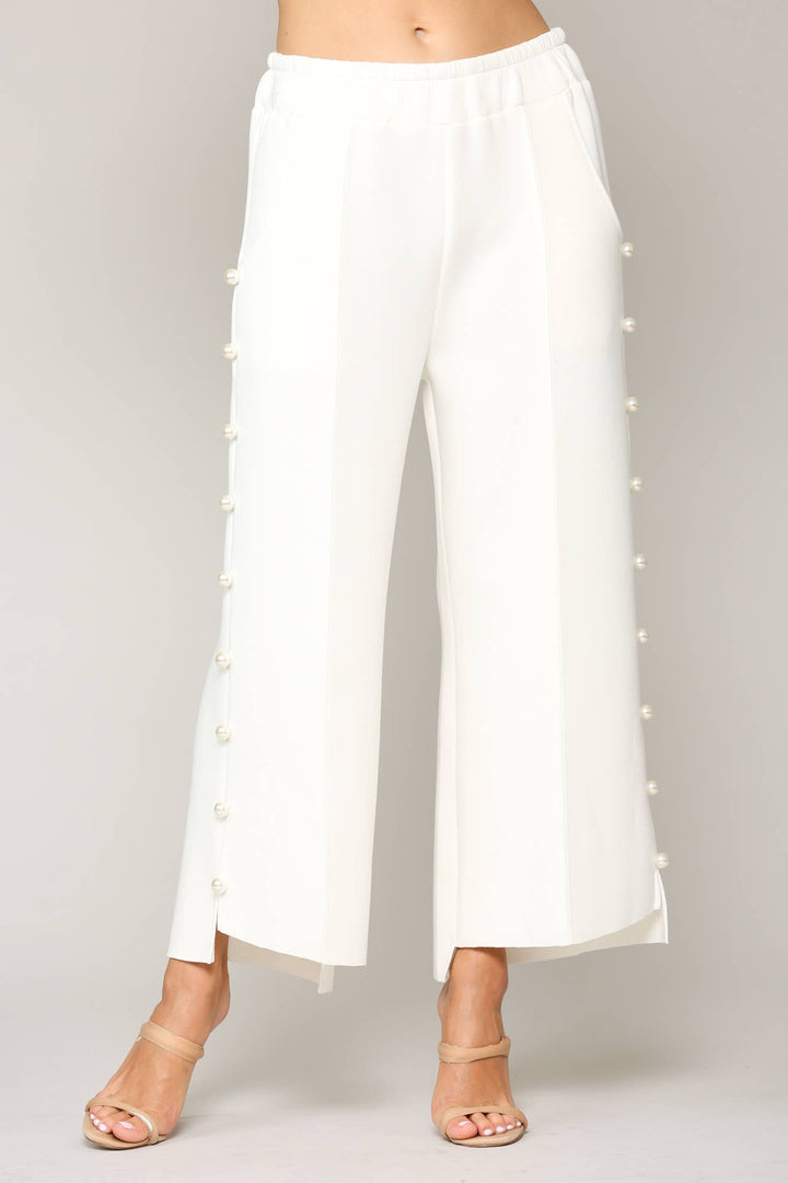 Farrah Scuba Pearl Pant: Black/ L