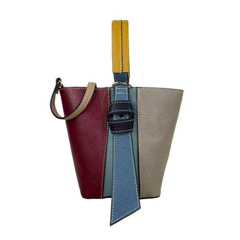 Multicolor Leather Bag: Olive Green