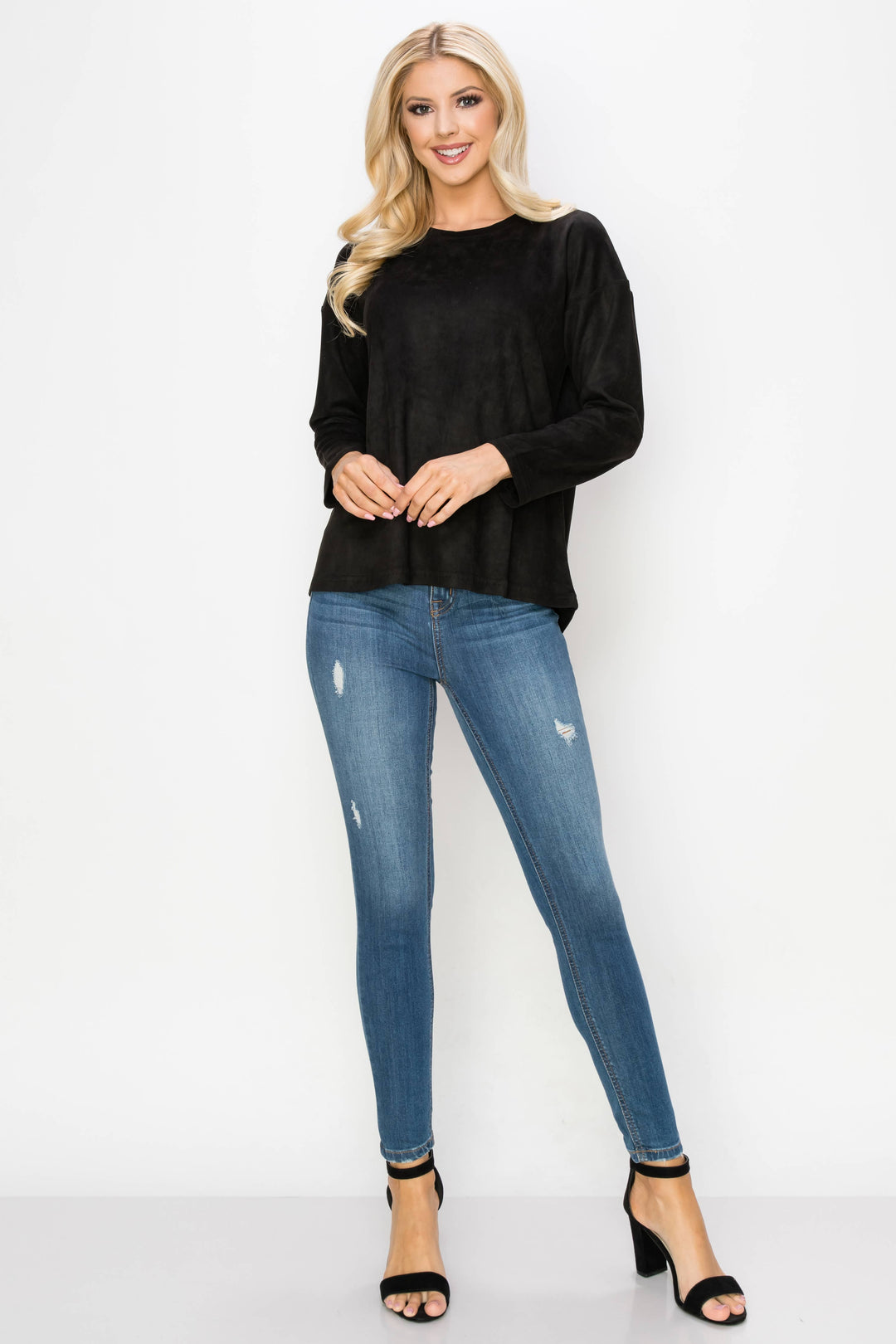 Adi Stretch Suede Top: BLACK / L / A5418