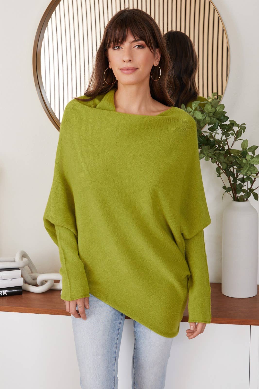 ASYMMETRICAL SWEATER-LIME:M/L