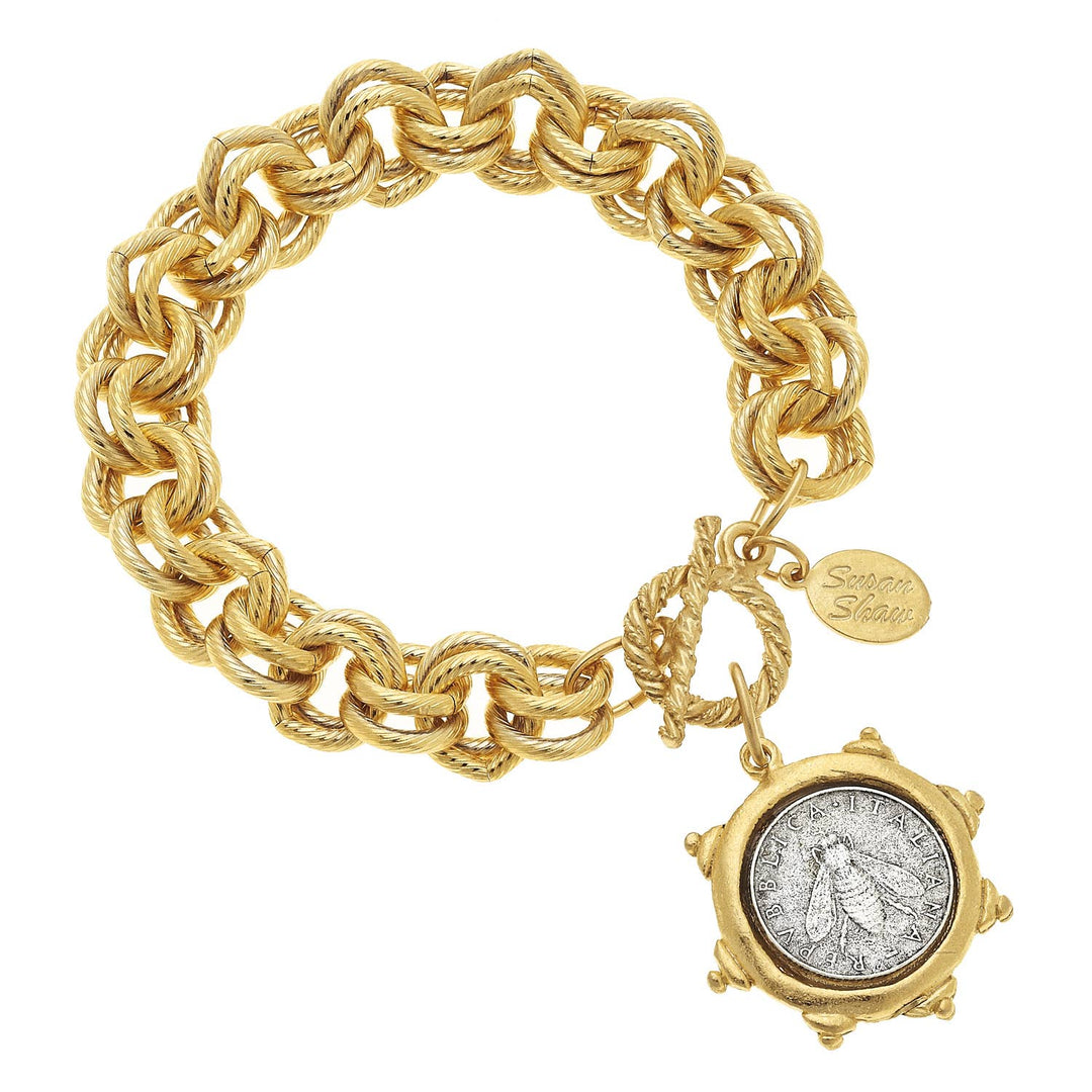 Bee Lira + Double Linked Chain Bracelet