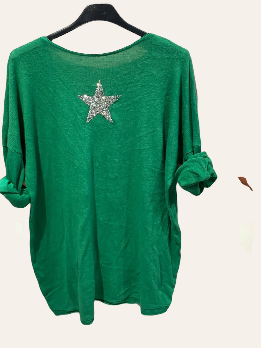 Cotton top with a rhinestone star : ORANGE