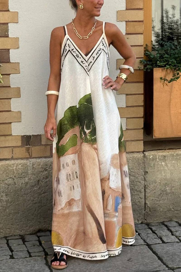 Print Maxi Dress: BLACK / S