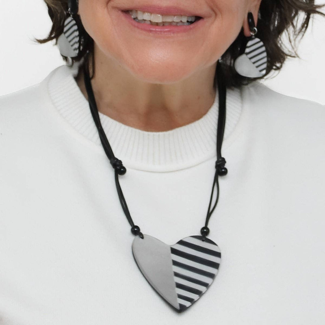 Silver and Black Heart Pendant