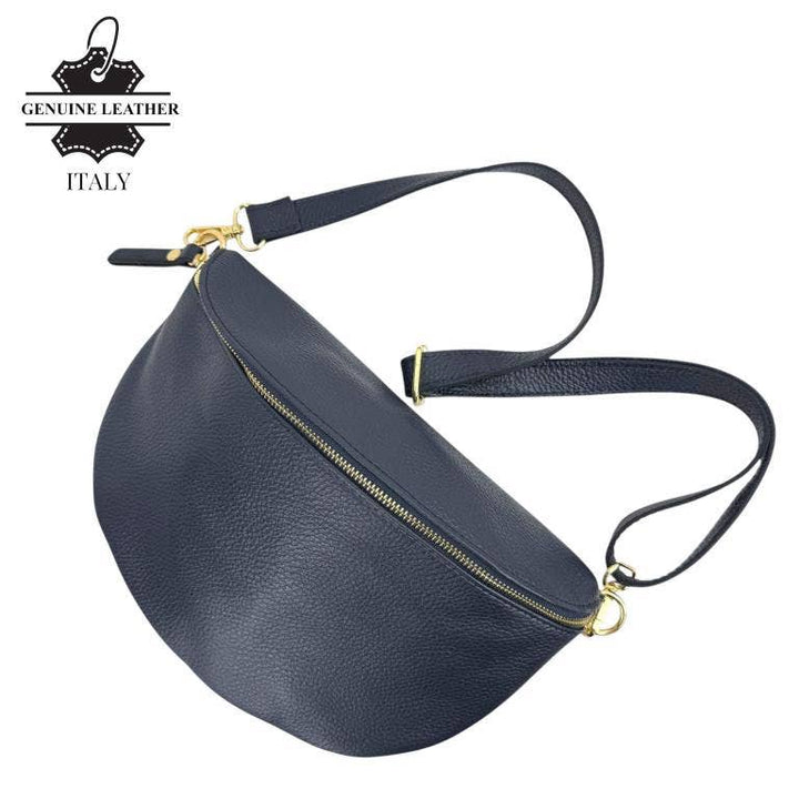 Italian Leather Waist Bag: Brown