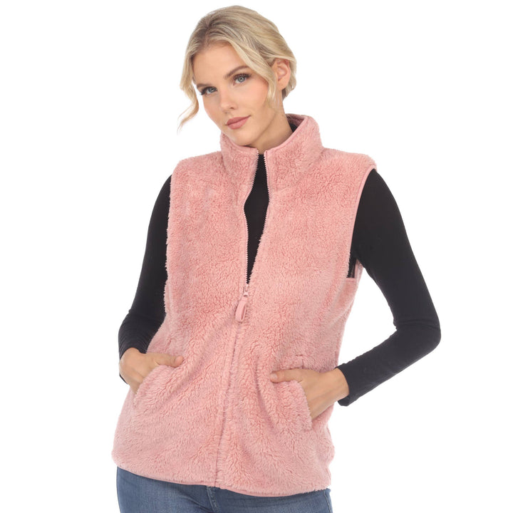 Zip up sherpa vest: Black / XL