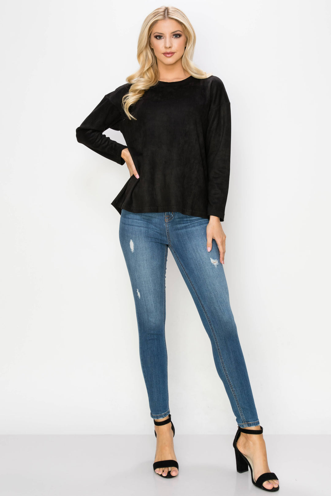 Adi Stretch Suede Top: BLACK / M / A5418