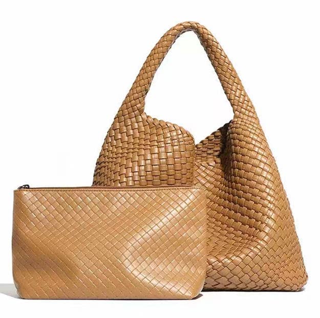 PEACH ACCESSORIES - B1683 Weave two in one handbags: Black