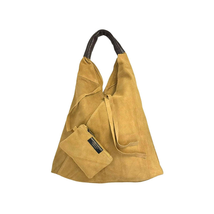 Suede Leather Shoulder Bag: Yellow