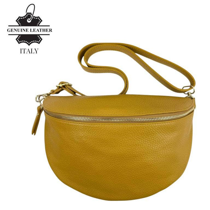 Italian Leather Waist Bag: Brown