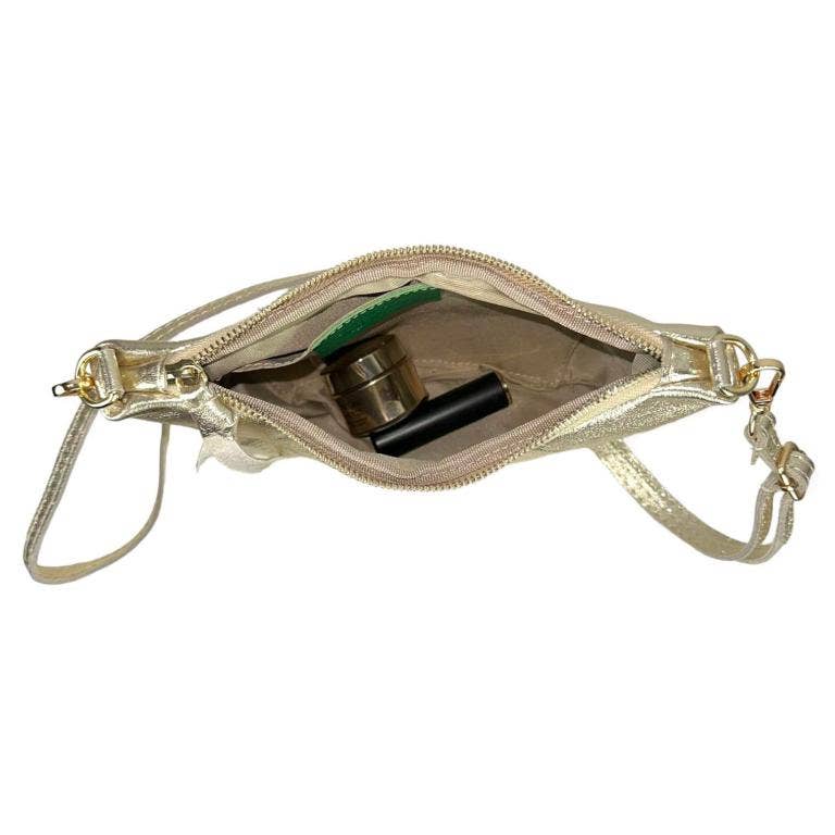 Leather Shoulder Bag Half Moon : Gold