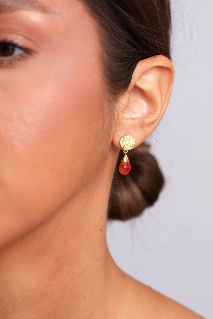 Abigail Earring Gold Plated - Carnelian