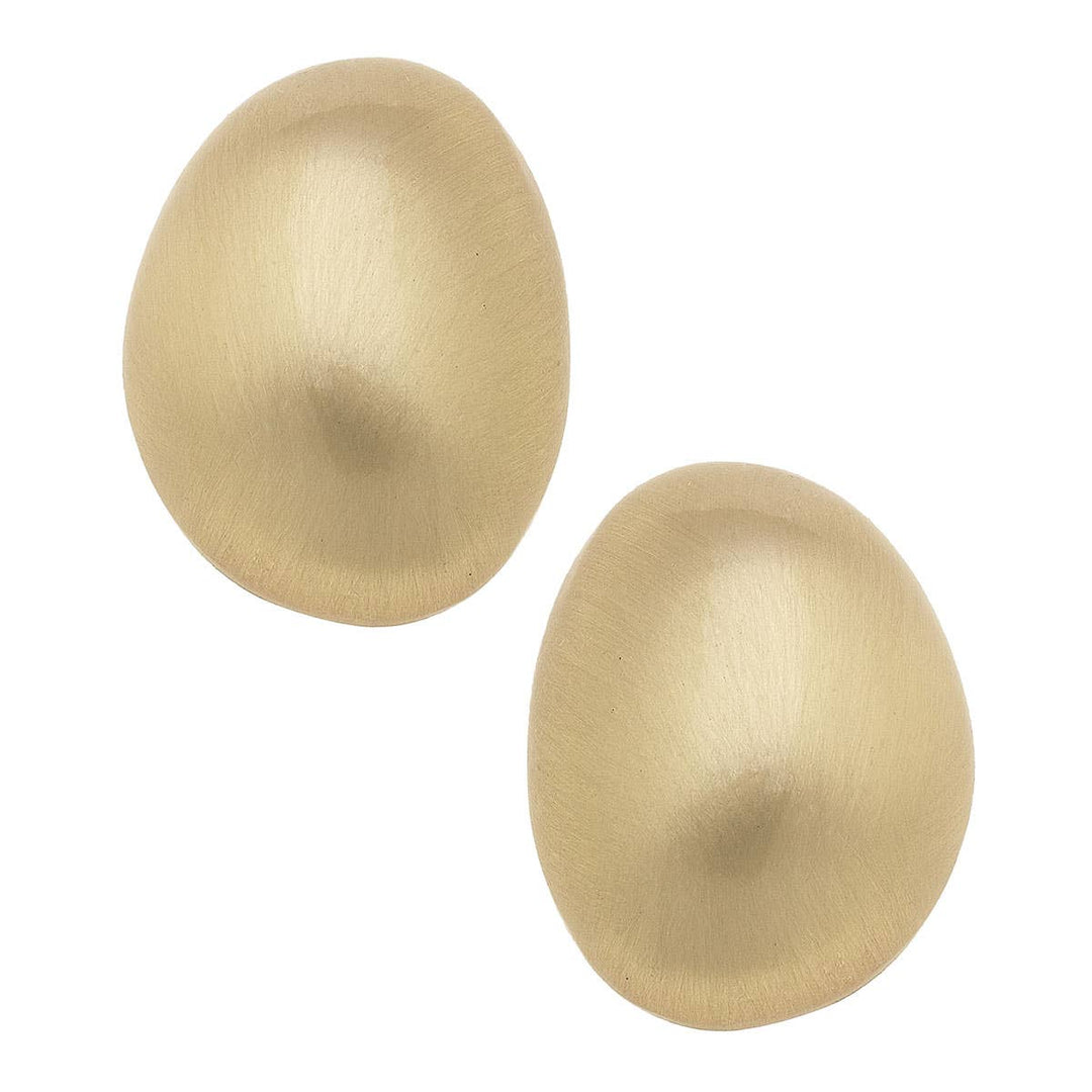 Icon Puffed Dome Statement Stud Earrings: Satin Silver