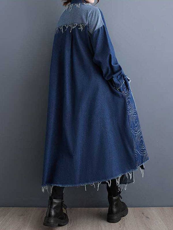 Asymmetric Buttoned Duster: BLK