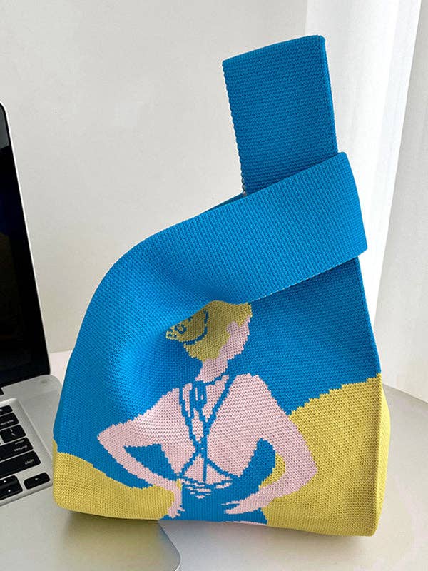 Print Handbag: NAVY BLUE