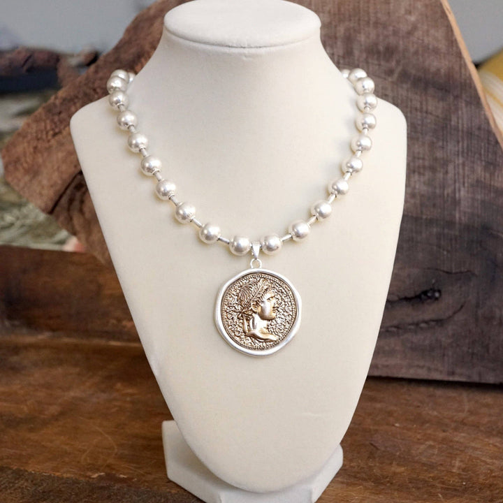 Coin Chunky Ball Chain  Neck: Silver