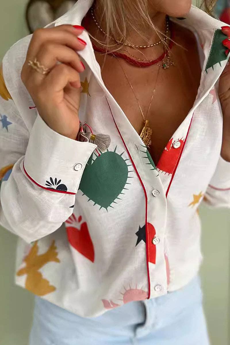 Button-Up Shirt: WHITE / L