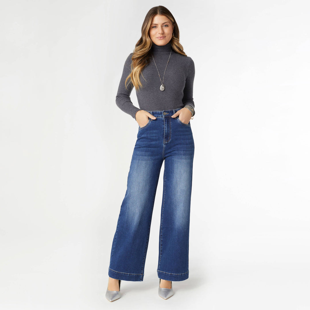 - EverStretch High Rise Wide Leg Dark Denim / M