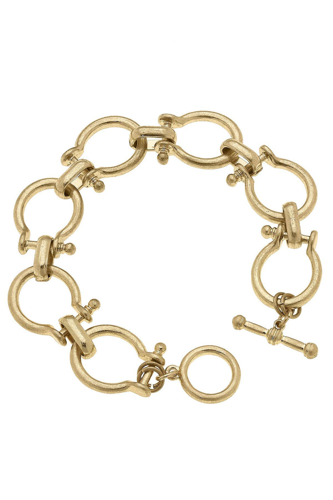 Hayden Horsebit Linked Bracelet in Shiny Gold