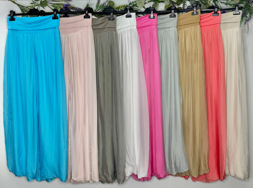 Silk Palazzo Pant : White
