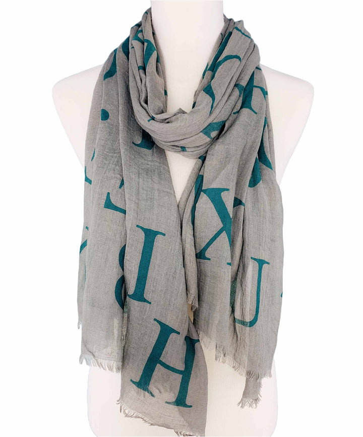 Alphabet Prints Scarf: Orange