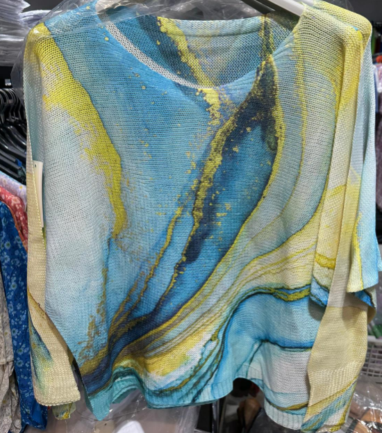 C1006 Tie-dye Printed Sweater  : Aqua