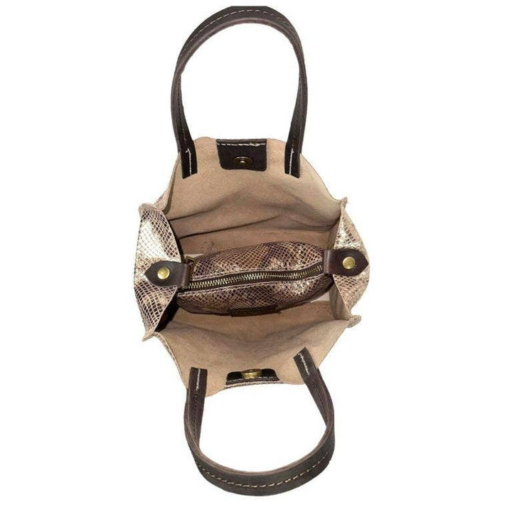Shiny Leather Shopper Bag: Bronze