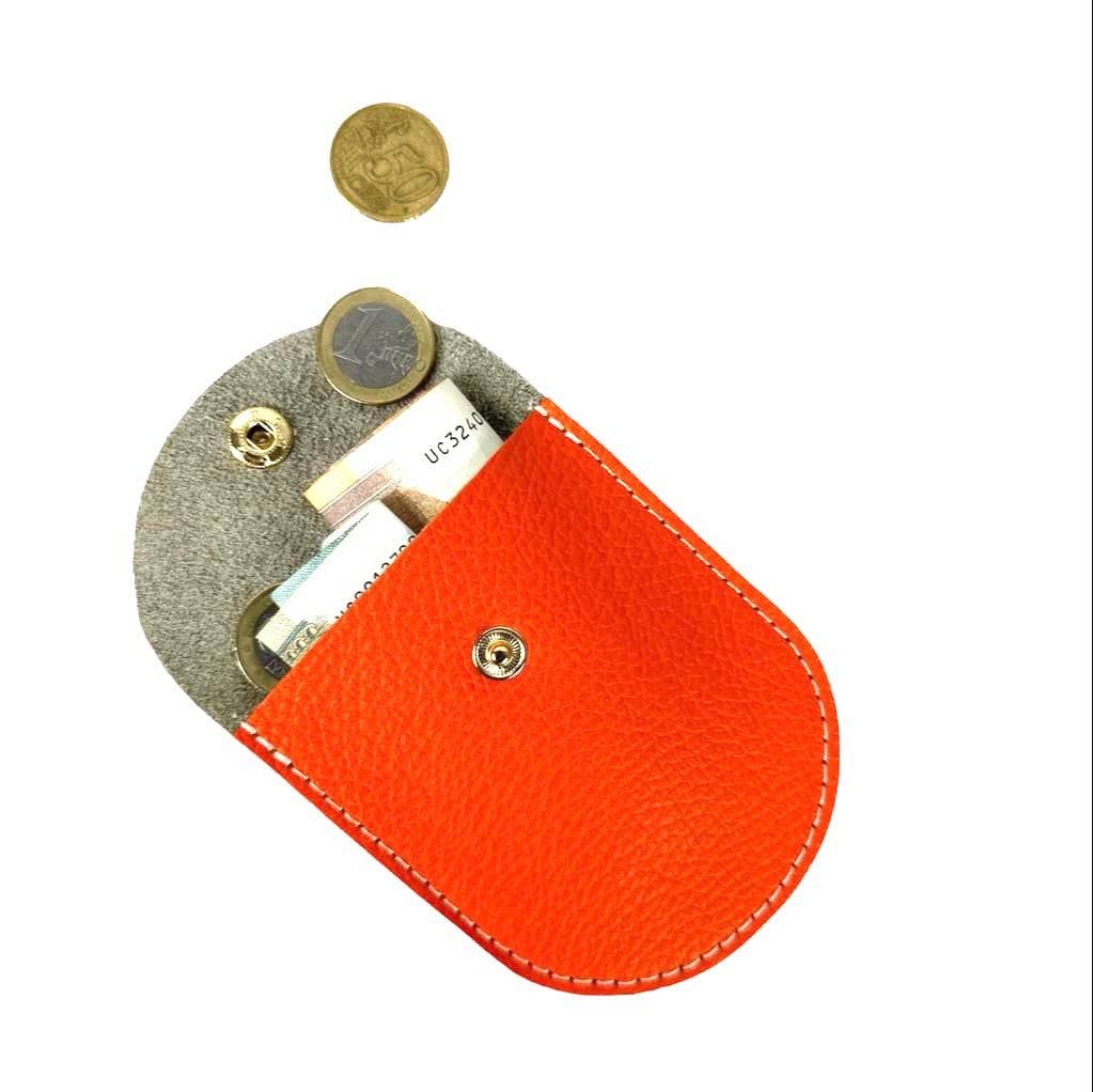 Compact Leather Wallet with Button Square